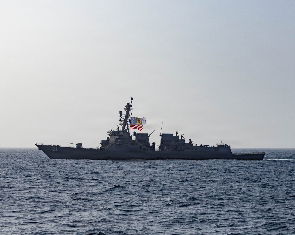 Arleigh Burke-class guided-missile destroyer USS Frank E. Petersen, Jr. (DDG 121) transits the Arabian Sea, June 27, 2026. Rafael Peralta is deployed to the U.S. 5th Fleet area of operations to support maritime security and stability in the Middle East. (U.S. Navy photo)