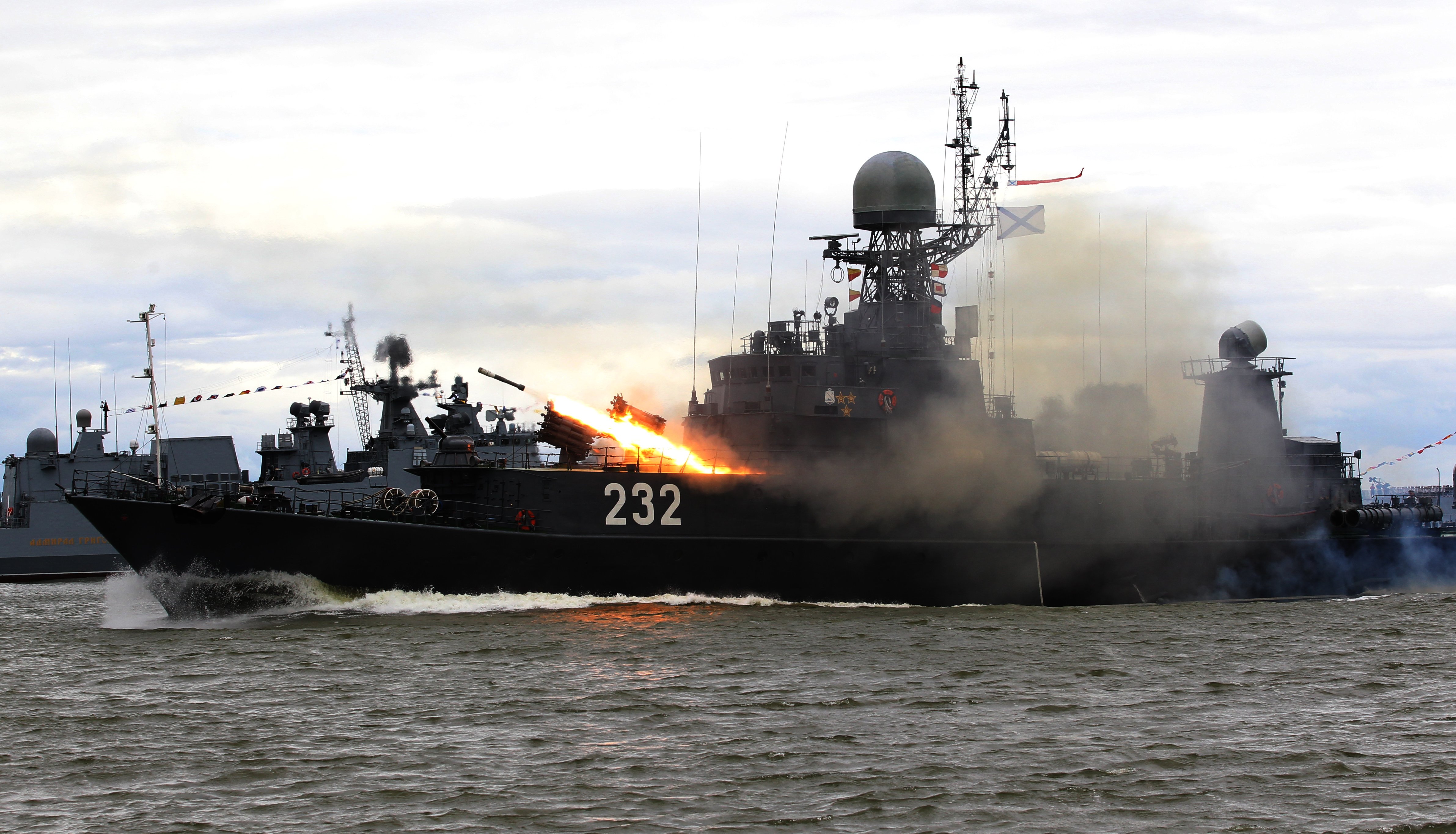 BALTIYSK, RUSSIA - JULY 26: The Russian antisubmarine warfare ship