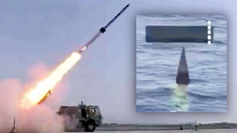 The U.S. hit two Iranian sea-min-laying rockets before they could be launched.