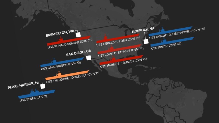 TWZ’s weekly carrier tracker monitoring America’s flattop fleet, including deployed Carrier Strike Groups (CSG) and Amphibious Ready Groups (ARG).