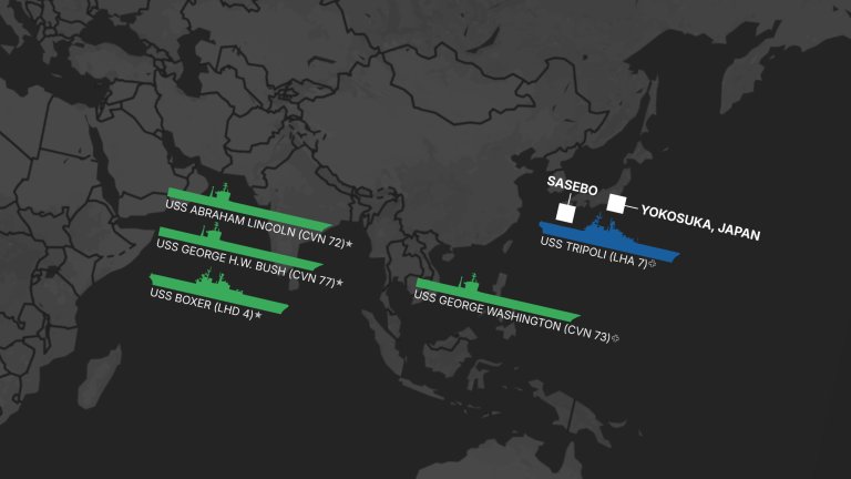 TWZ’s weekly carrier tracker monitoring America’s flattop fleet, including deployed Carrier Strike Groups (CSG) and Amphibious Ready Groups (ARG)