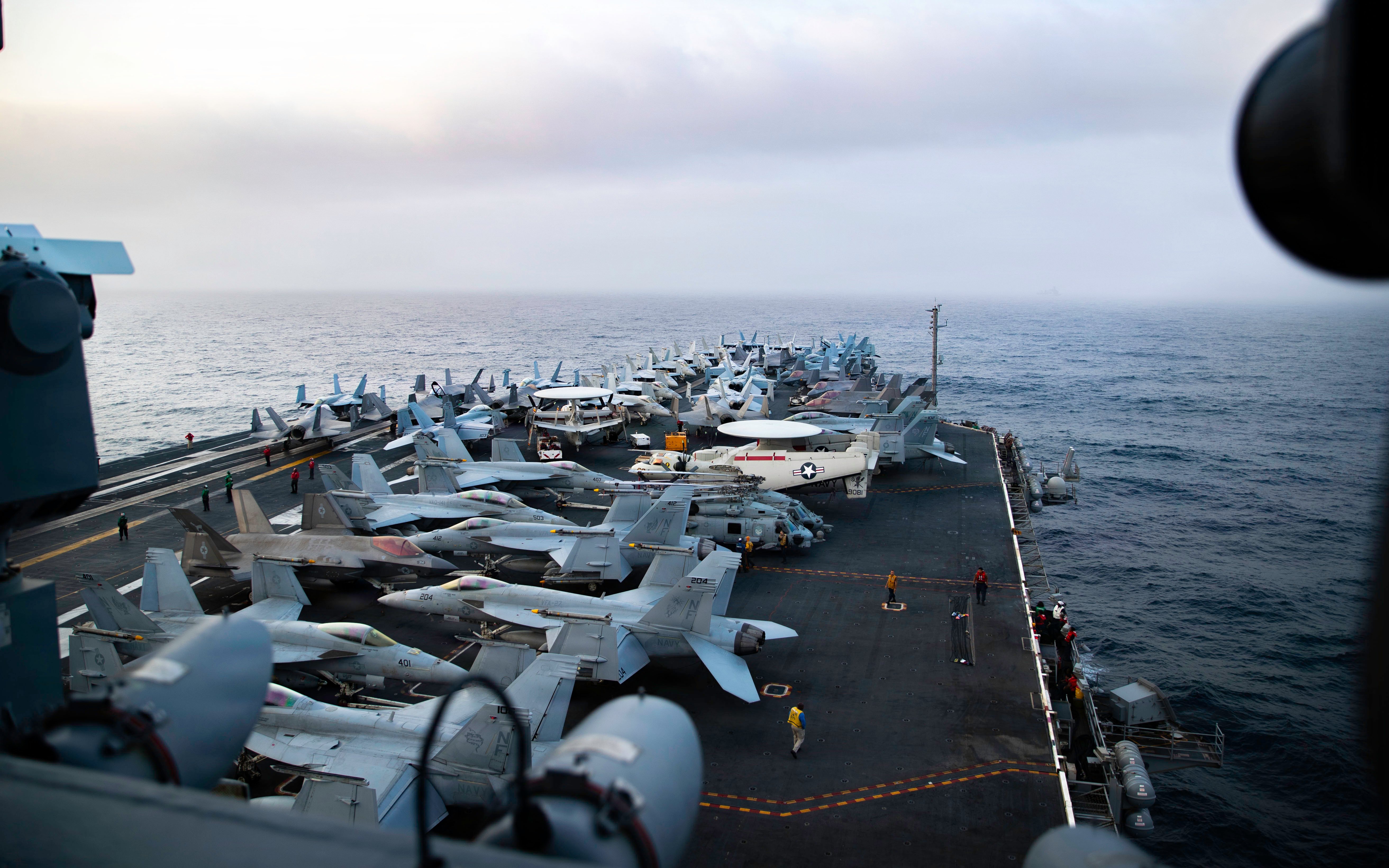Nimitz-class aircraft carrier USS George Washington (CVN 73) conducts routine operations while underway in the Arabian Sea, Aug. 22, 2026. George Washington is deployed to the U.S. 5th Fleet area of operations to support maritime security and stability in the Middle East. (U.S. Navy photo)
