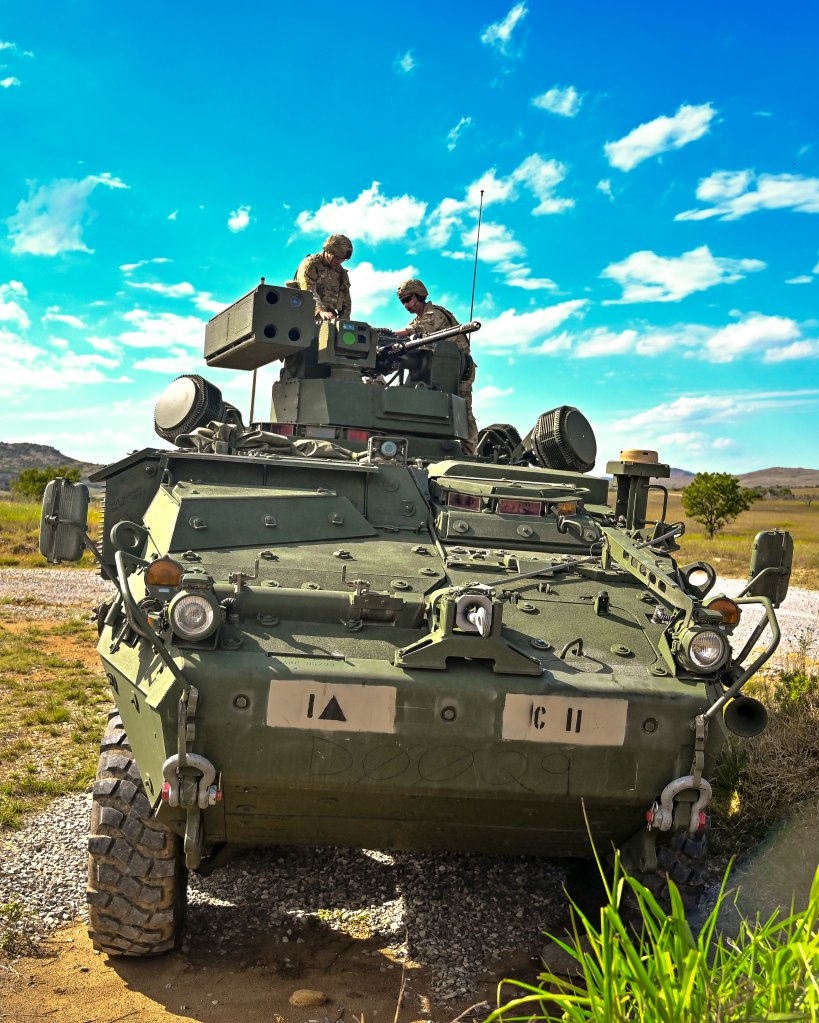 Soldiers assigned to 4th Battalion, 60th Air Defense Artillery Regiment conducted a live fire exercise with the SGT STOUT (Stryker A1 M-SHORAD) vehicle in Fort Sill, Oklahoma, Sep. 23, 2025. The SGT STOUT vehicle provides lethal, mobile, and survivable air defense against an array of aerial threats for the 