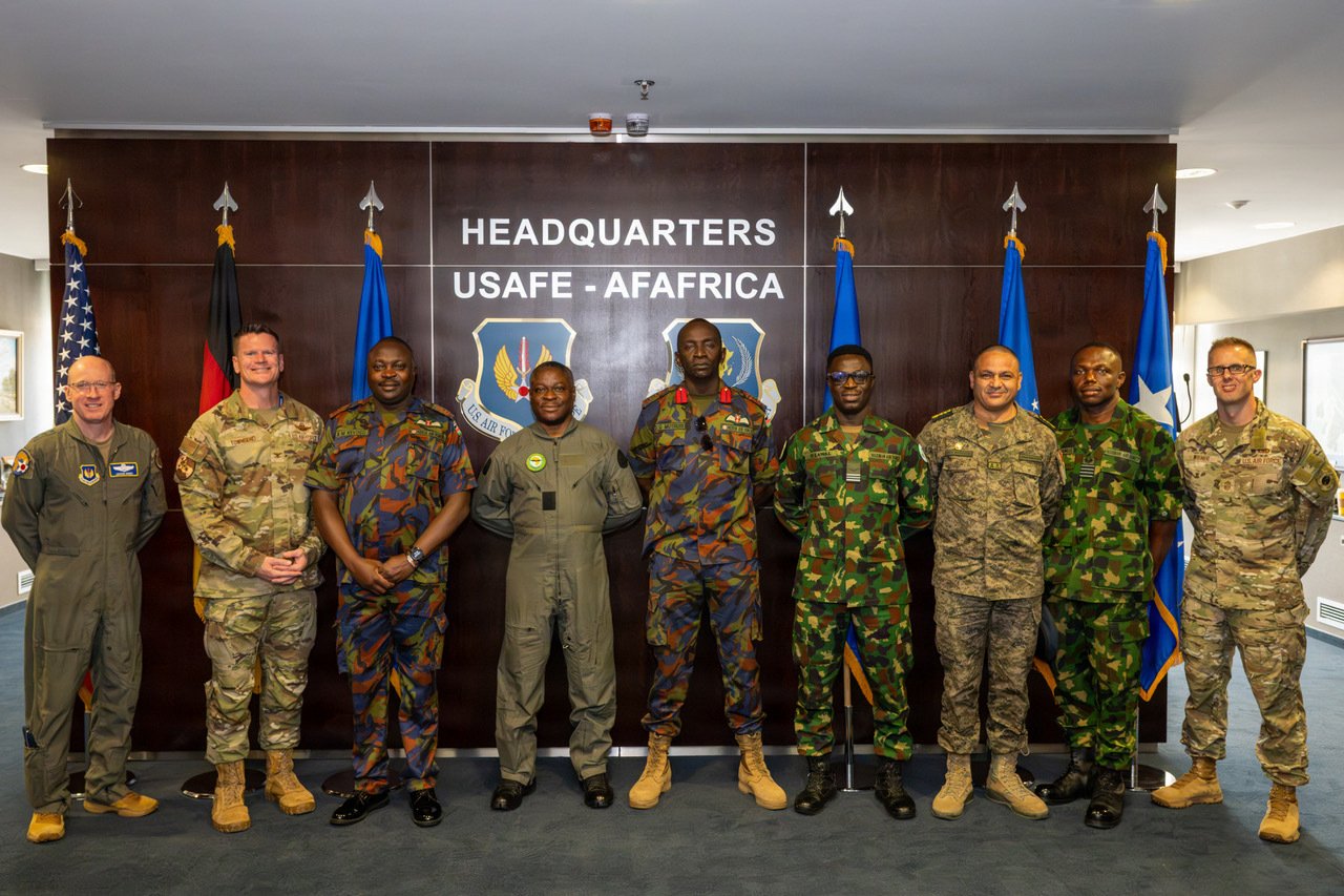 RAMSTEIN AIR BASE, Germany – U.S. Air Force Lt. Gen. Jason T. Hinds, U.S. Air Forces in Europe – Air Forces Africa commander, and U.S. Air Force Chief Master Sgt. Joshua J. Wiener, USAFE-AFAFRICA command chief, pose for a group photo with the Association of African Air Forces representatives from Kenya, Nigeria and Tunisia during the AAAF planning conference at Ramstein Air Base, Germany, Sept. 3, 2026. The weeklong conference strengthened multinational partnerships and advanced planning for future AAAF initiatives, including AAAFEX27 in Kenya.