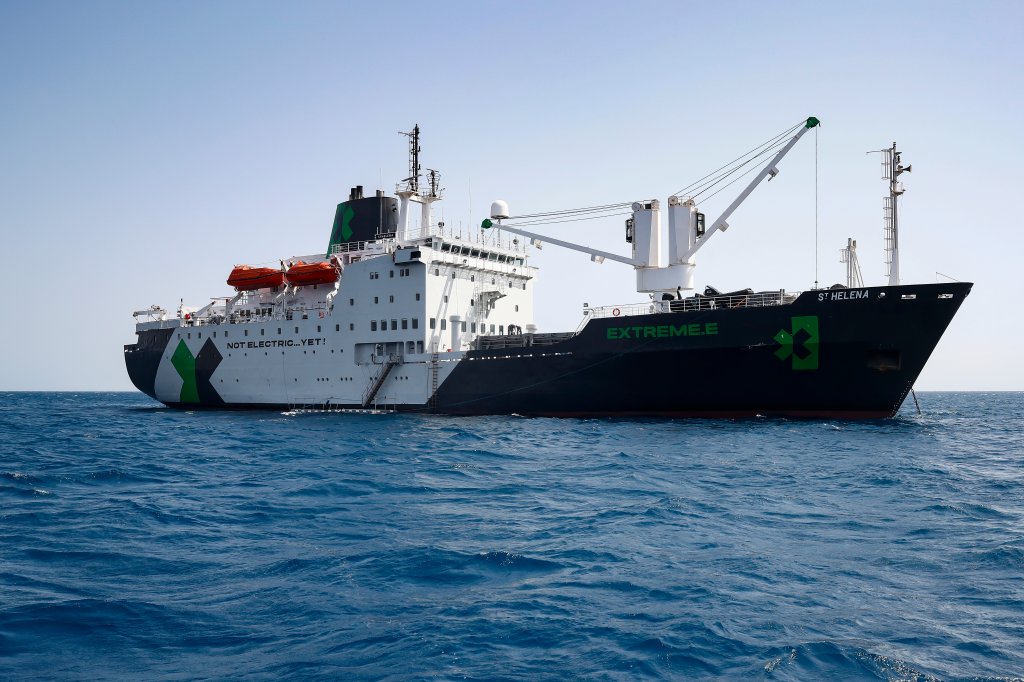  The St Helena logistics ship during the Saudi Arabia on March 30, 2021. (Photo by Colin McMaster/LAT Images for Extreme E)