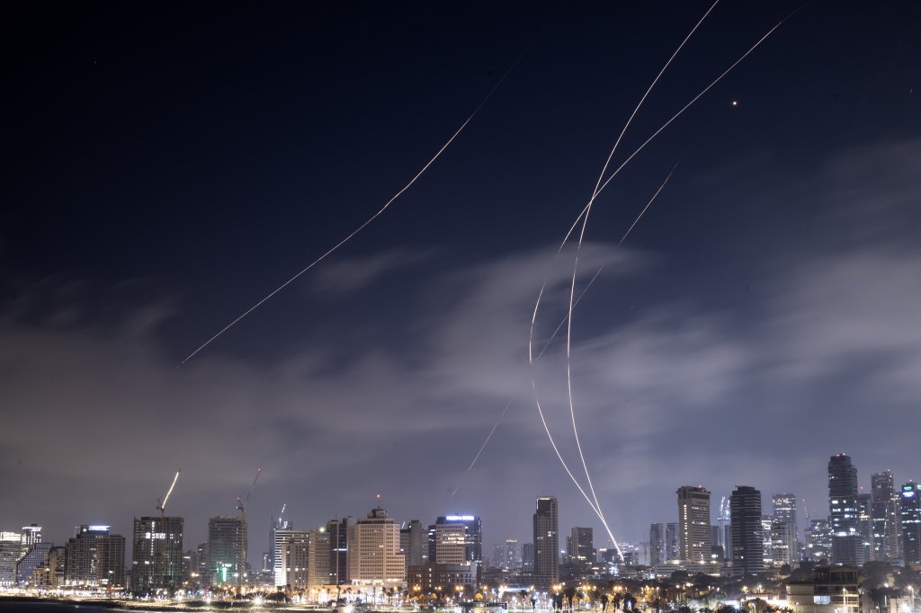 TEL AVIV, ISRAEL - JUNE 18: Israel's 'Iron Dome' air defense system responds to incoming Iranian ballistic missiles as seen from Tel Aviv, Israel on June 18, 2025. (Photo by Mostafa Alkharouf/Anadolu via Getty Images)