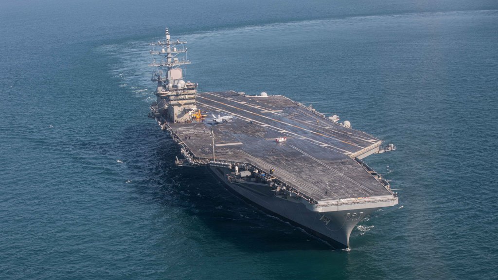 U.S. Navy Nimitz-class aircraft carrier USS Dwight D. Eisenhower (CVN 69) conducts a full power demonstration during Sea Trial in the Virginia Capes, Apr. 22, 2026. Eisenhower returned to sea and is now in the Basic Phase in the Optimized Fleet Response Plan. (U.S. Navy photo by Mass Communication Specialist Seaman Nicole Schweigert)