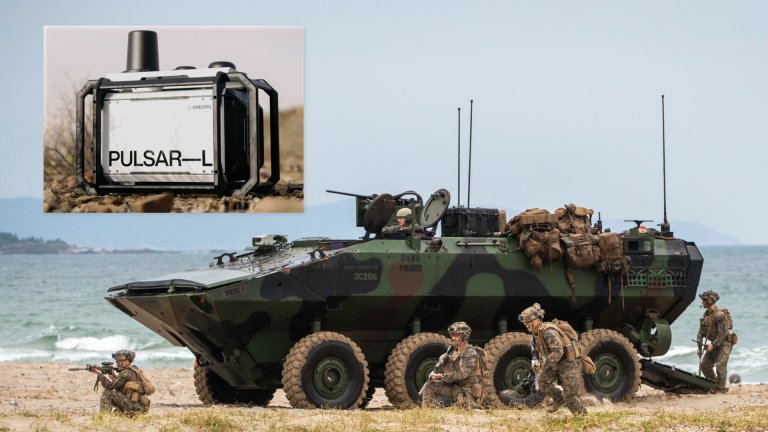 The U.S. Marine Corps is buying Anduril Pulsar-L electronic warfare jammers to meet an urgent operational need to better protect its 8x8 wheeled Amphibious Combat Vehicles (ACV) from drones.