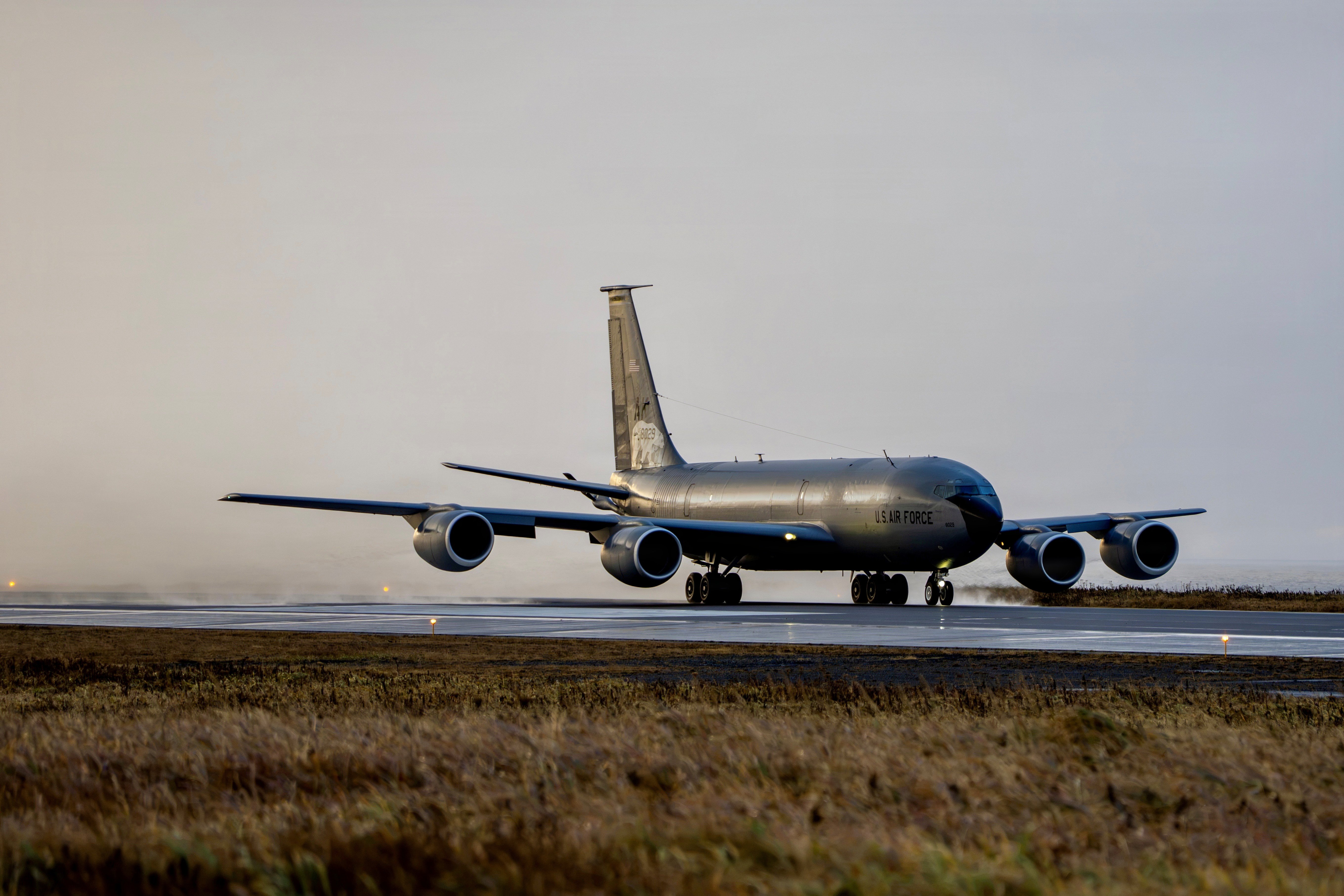 A U.S. Air Force KC-135 Stratotanker lands at Eareckson Air Station, Alaska, during Operation NOBLE DEFENDER, Oct. 18, 2026. Operation NOBLE DEFENDER is a recurring NORAD air defense operation that demonstrates the command’s ability to defend the United States and Canada against threats from every approach. (U.S. Air Force Photo by Maj. David Brown)
