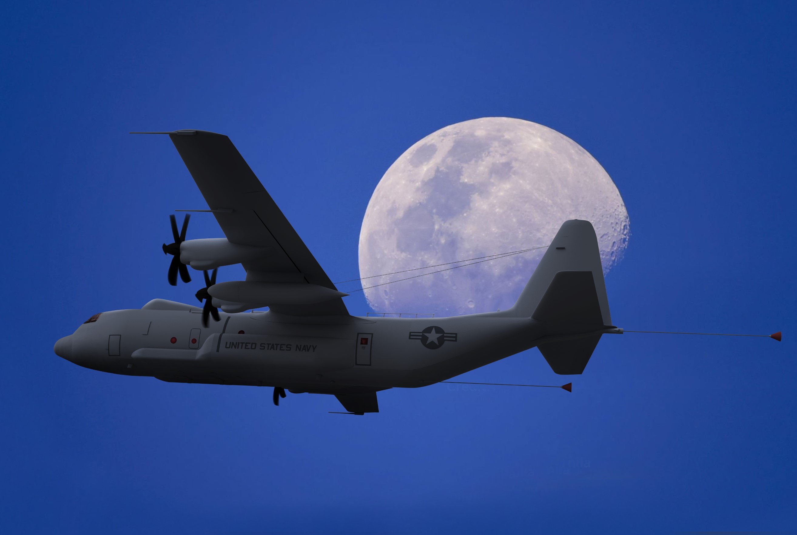 Rendering of the U.S. Navy's future E-130J aircraft, which will relieve the E-6B Mercury of the Take Charge and Move Out (TACAMO) mission. (Rendering courtesy of Northrop Grumman Corp.)