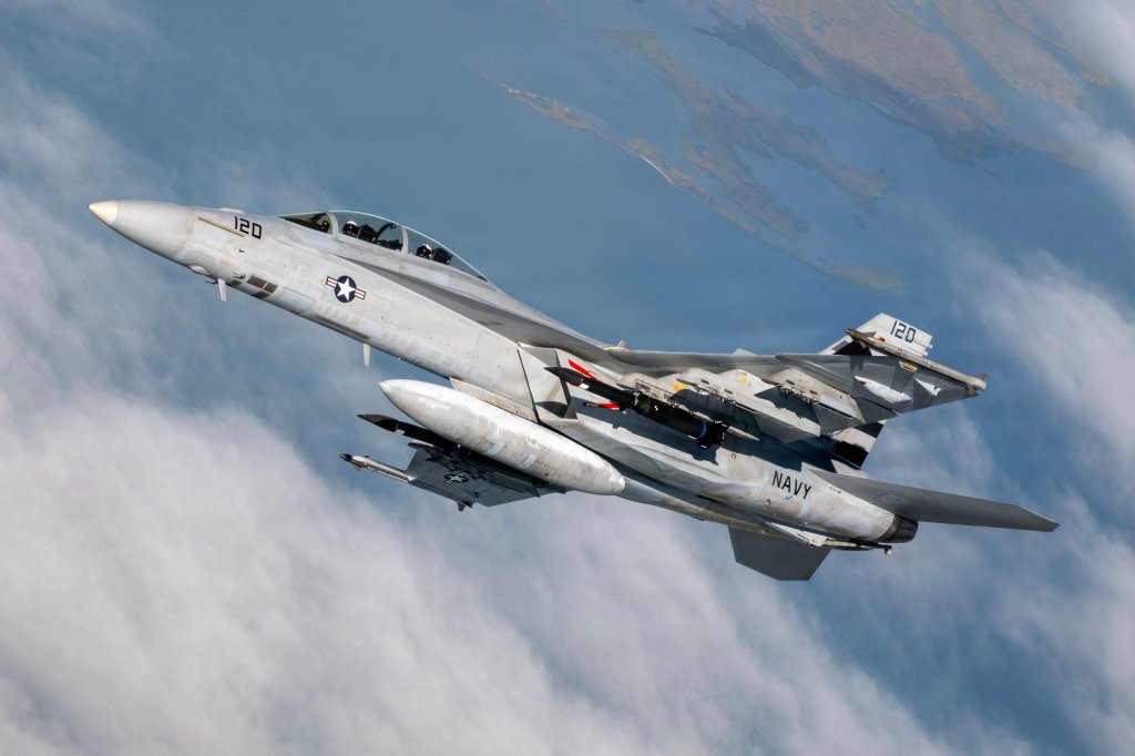 A pair of Blackbeard hypersonic missiles mounted on a Super Hornet during a developmental test flight on September 18. The test was another step in the program's progression to Early Operational Capability (EOC).
