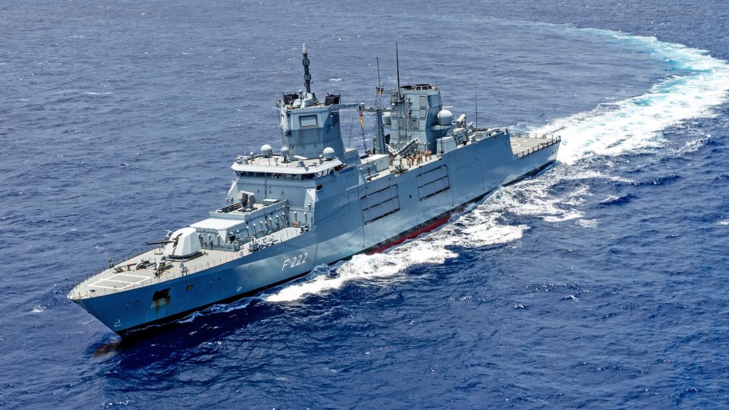 German Navy frigate FGS Baden-Wurttemberg (F 222) sails in formation July 22, off the coast of Hawaii during Exercise Rim of the Pacific (RIMPAC) 2024. Twenty-nine nations, 40 surface ships, three submarines, 14 national land forces, more than 150 aircraft and 25,000 personnel are participating in RIMPAC in and around the Hawaiian Islands, June 27 to Aug. 1. The world's largest international maritime exercise, RIMPAC provides a unique training opportunity while fostering and sustaining cooperative relationships among participants critical to ensuring the safety of sea lanes and security on the world's oceans. RIMPAC 2024 is the 29th exercise in the series that began in 1971.