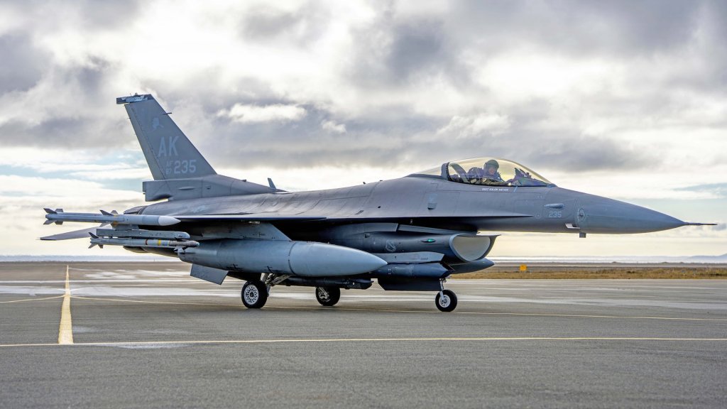 A U.S. Air Force F-16 Fighting Falcon taxis at Eareckson Air Station, Alaska, during Operation NOBLE DEFENDER, Oct. 18, 2026. Operation NOBLE DEFENDER is a recurring NORAD air defense operation that demonstrates the command’s ability to defend the United States and Canada against threats from every approach.