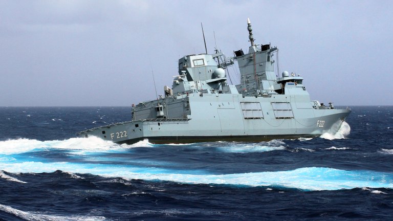 The frigate Baden-Württemberg conducts an ADEX (Air Defence Exercise) while in transit as part of the Indo-Pacific Deployment, in May 2024.