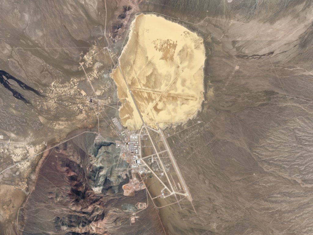 AREA 51, SOUTHERN NEVADA, UNITED STATES - 16 MARCH 2023: A Satellite view of Area 51, Southern Nevada, United States. (Photo by Gallo Images/Orbital Horizon/Copernicus Sentinel Data 2024)