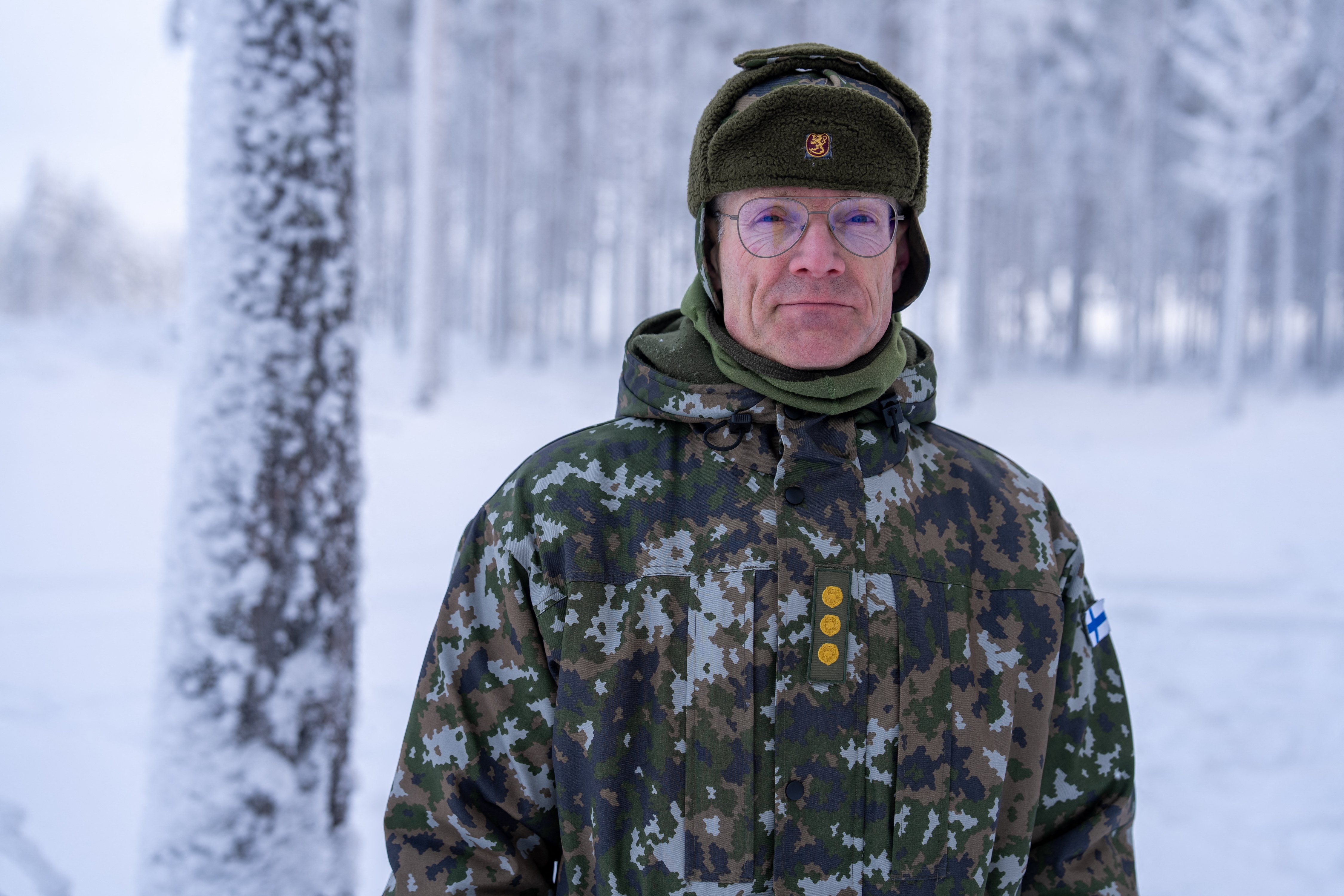 Colonel Riku Mikkonen looks on during a media day event at the Kainuu Brigade in Kajaani, Finland on February 3, 2026. (Photo by Alessandro RAMPAZZO / AFP via Getty Images)