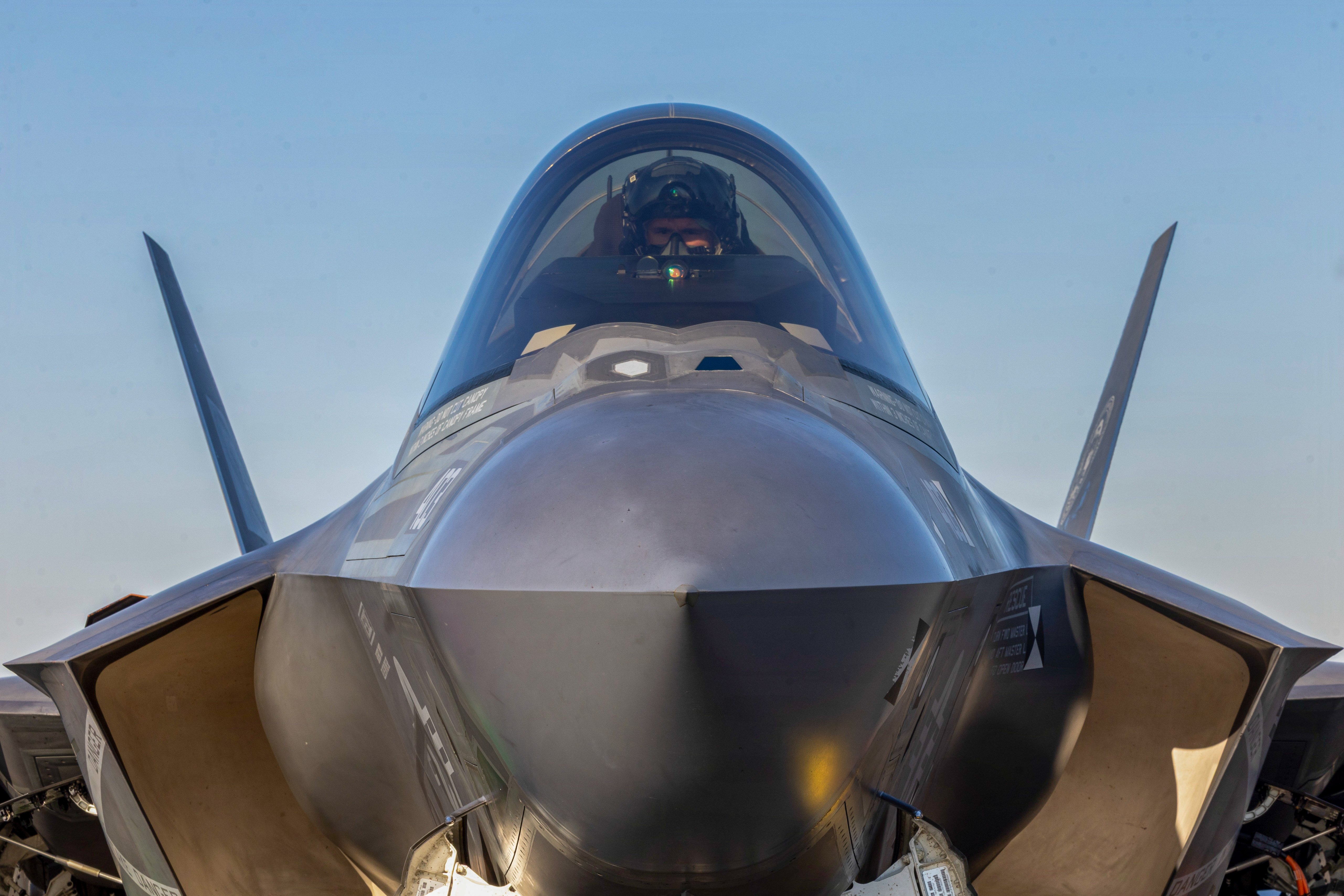 U.S. Navy Cmdr. William Bowen, assigned to the “Salty Dogs” of Air Test and Evaluation Squadron (VX) 23, prepares an F-35C Lightning II for flight operations on the flight deck of Pre-Commissioning Unit John F. Kennedy (CVN 79), Oct. 14, 2026. John F. Kennedy is underway conducting Aircraft Compatibility Testing, which assesses the operational capabilities of the ship's aircraft launch and recovery equipment with U.S. Navy aircraft. (U.S. Navy photo by Mass Communication Specialist 1st Class Nolan Pennington)