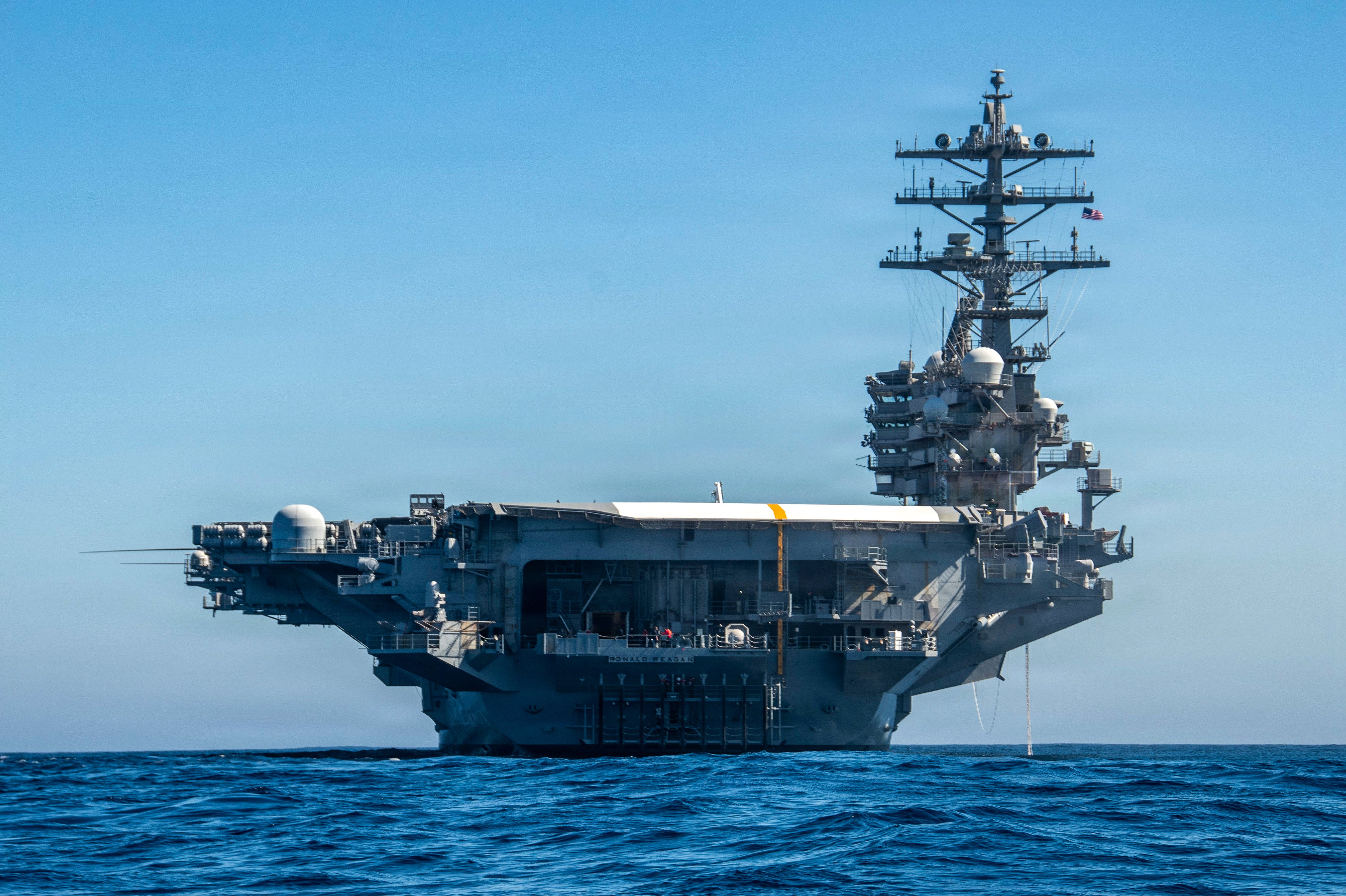 USS Ronald Reagan (CVN 76) steams in the Pacific Ocean, Oct. 4, 2026. The Nimitz-class aircraft carrier Ronald Reagan is underway conducting routine training in U.S. 3rd Fleet area of operations. (U.S. Navy photo by Mass Communication Specialist 2nd Class Jaron Wills)