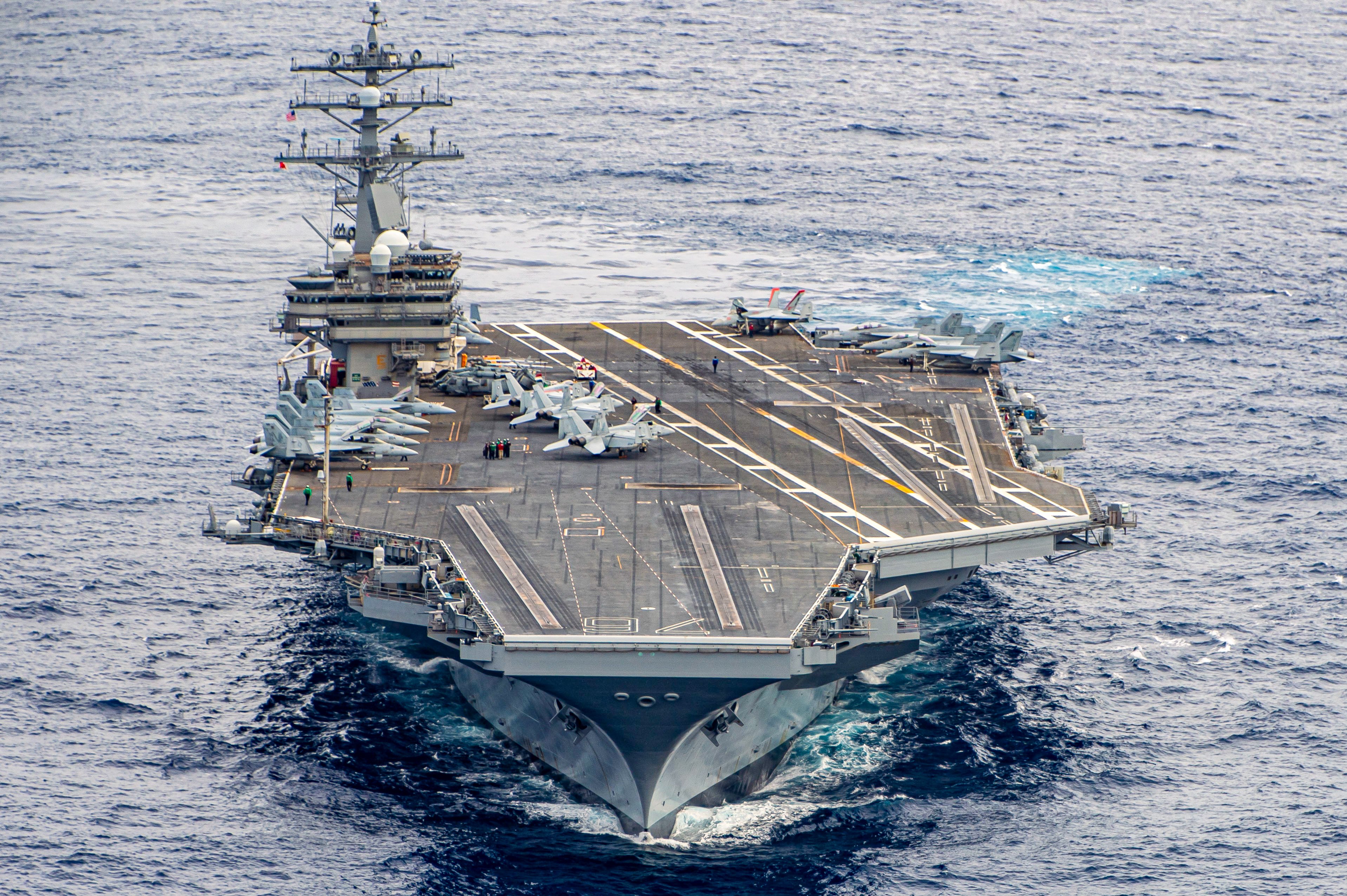 USS Ronald Reagan (CVN 76) steams through the Pacific Ocean, Oct. 11, 2026. The Nimitz-class aircraft carrier USS Ronald Reagan is underway conducting routine training in the U.S. 3rd Fleet area of operations. (U.S. Navy photo by Mass Communications Specialist 2nd Class Jaron Wills)