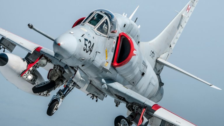 An image of a Top Aces A-4 adversary aircraft