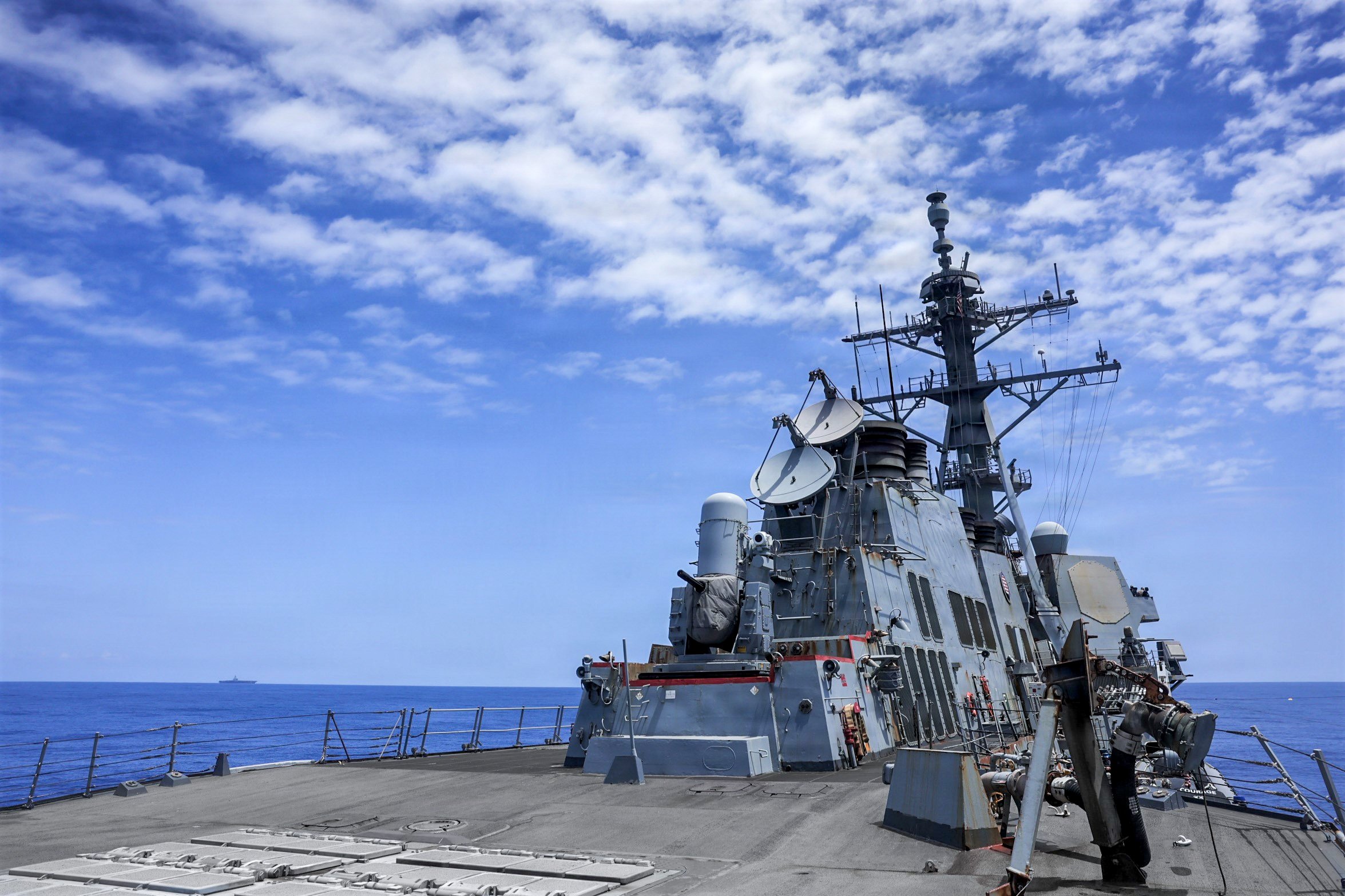 Arleigh Burke-class guided-missile destroyer USS Mason (DDG 87) sails in U.S. Central Command area of responsibility, Sept. 28, 2026. The George H.W. Bush Carrier Strike Group is deployed to the U.S. 5th Fleet area of operations to support maritime security and stability in the Middle East. (U.S. Navy photo)