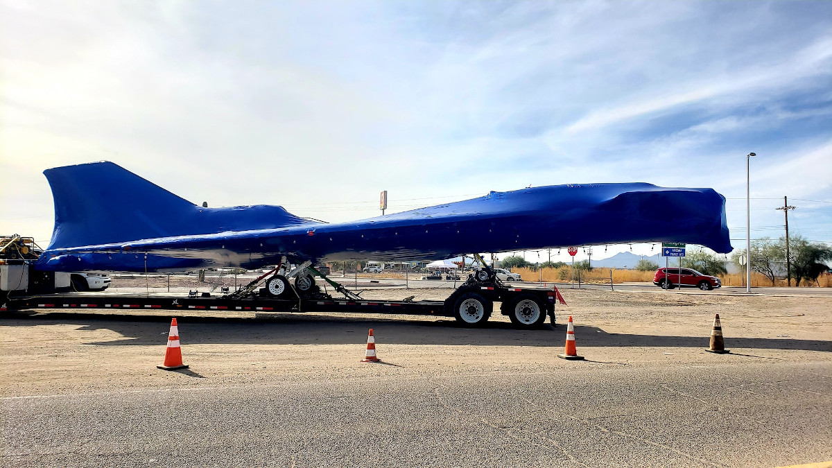 NASA's X-59 Quiet Supersonic Test Jet Spotted On A Trailer Heading To Texas