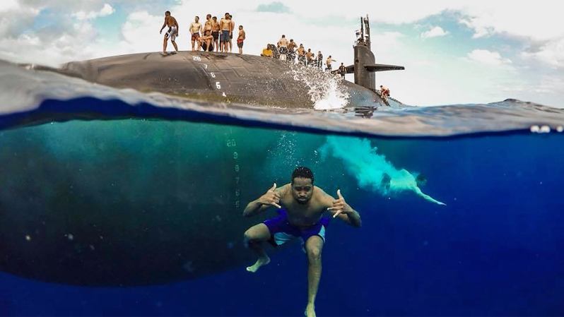 Dive Into This Incredible Shot Taken At USS Olympia’s Swim Call Following RIMPAC