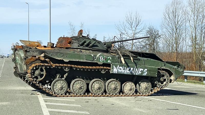 Destroyed Armored Vehicle In Ukraine Gets The “Wolverines!” From ‘Red Dawn’ Treatment